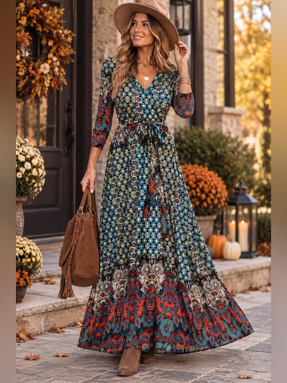 Tua Tua Tua Tua Dress Boho Paisley Mixed Print Maxi Tie Waist Made USA Small